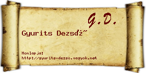 Gyurits Dezső névjegykártya