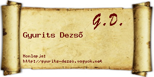 Gyurits Dezső névjegykártya